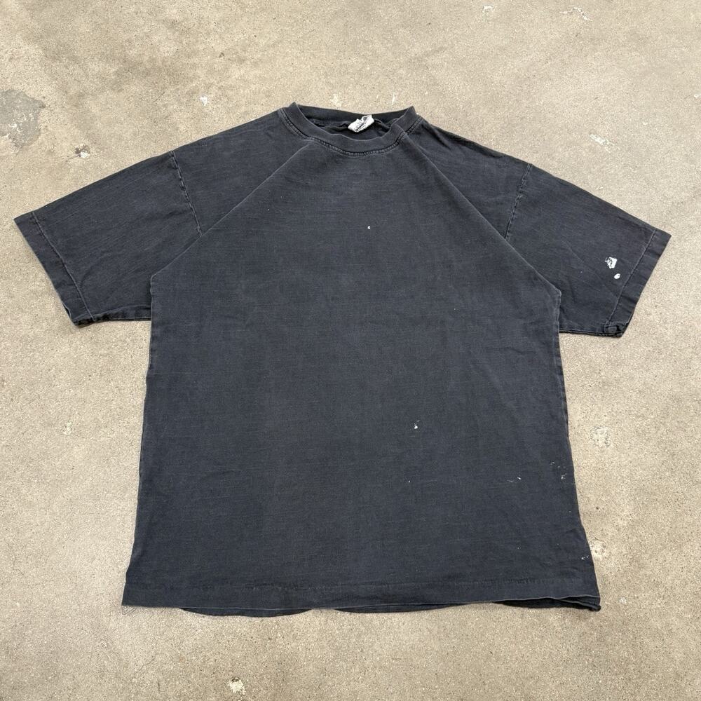 VINTAGE 90s PURE STUFF FADED HEAVYWEIGHT USA MADE BLACK T SHIRT LARGE GRUNGE MEN